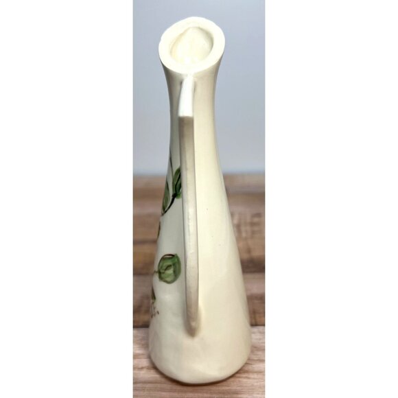 Hand-Painted Ceramic Pitcher With Leaf Design & Unique Handle - Picture 3 of 3